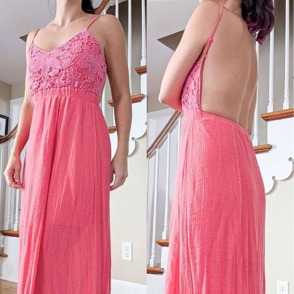 Rue 21 Backless Coral Maxi Dress - Picture 1 of 5